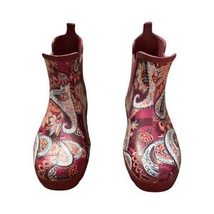 Vera Bradley Size 9 Fall Rain Boots by totes Carson Maroon Paisley Waterproof